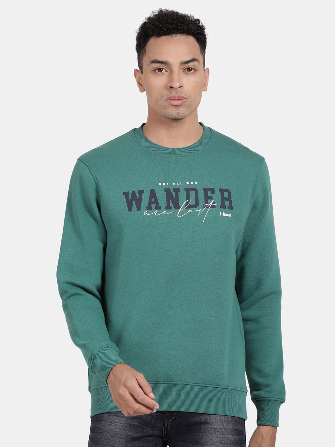 

t-base Typography Printed Sweatshirt, Green