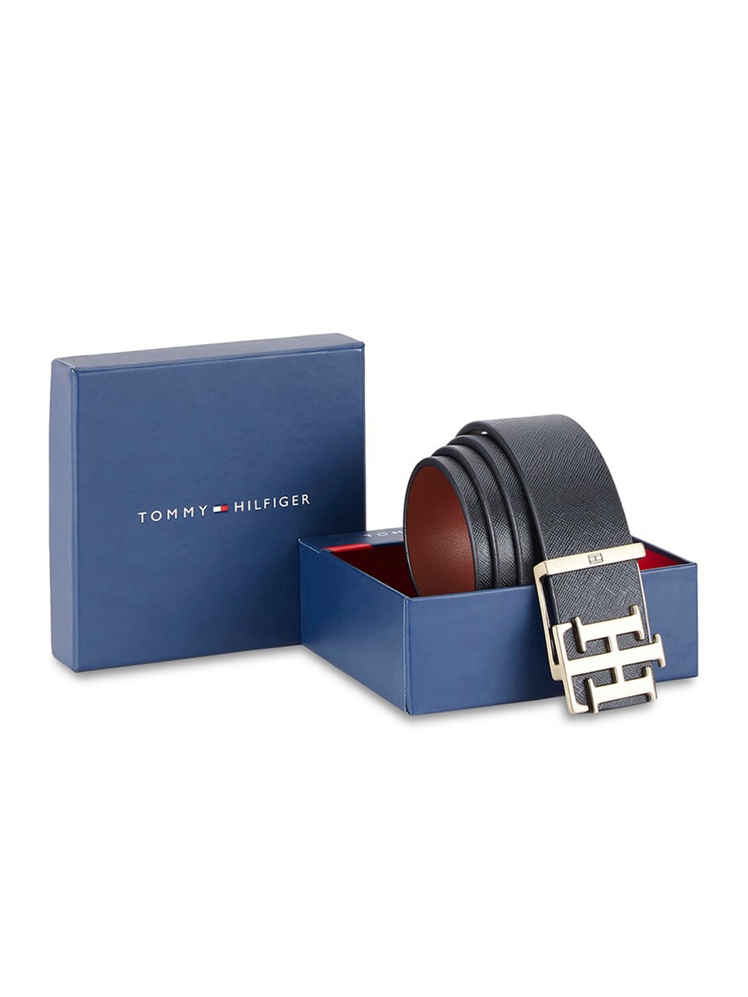 

Tommy Hilfiger Men Textured Leather Reversible Belt, Black