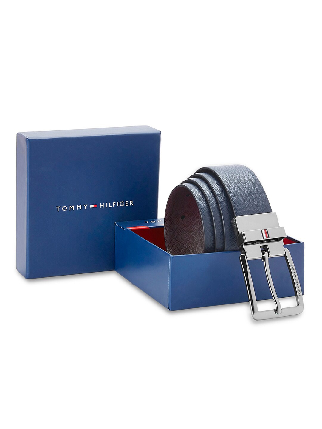 

Tommy Hilfiger Men Textured Leather Reversible Belt, Blue