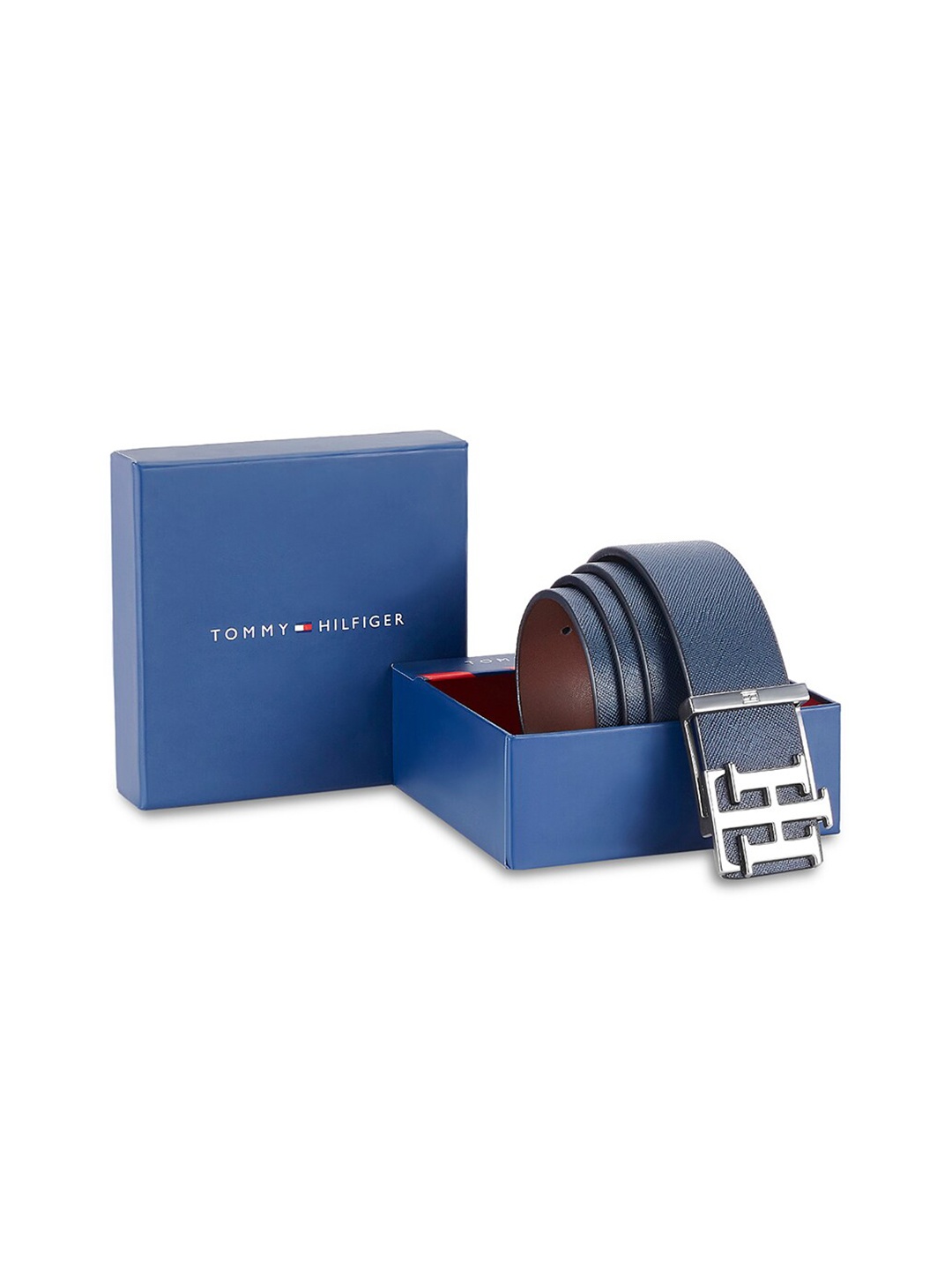 

Tommy Hilfiger Men Textured Leather Reversible Belt, Blue