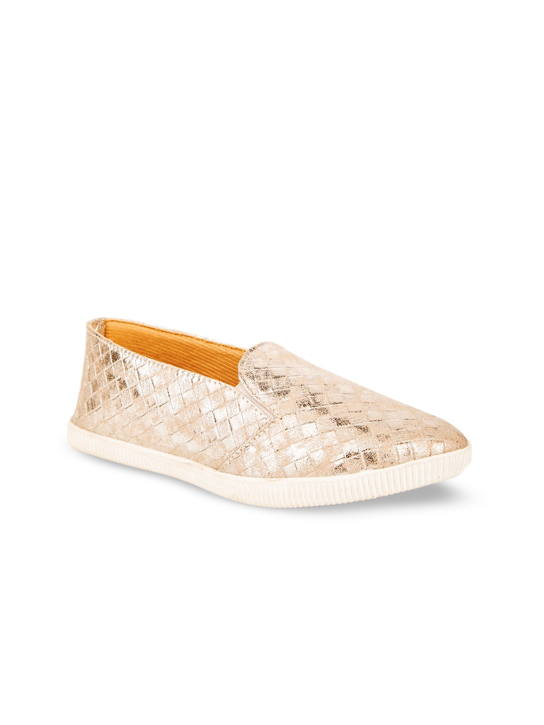 

Pink Fever Women Textured Lightweight Loafers, Gold