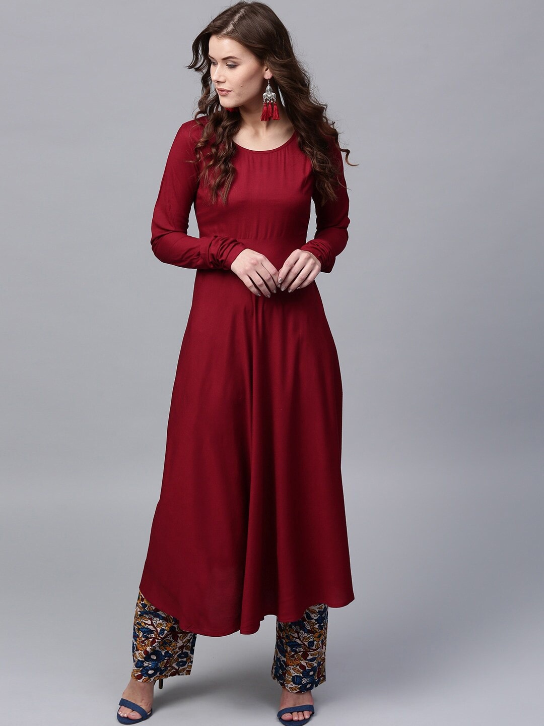 

AKS Round Neck Anarkali Kurta, Maroon