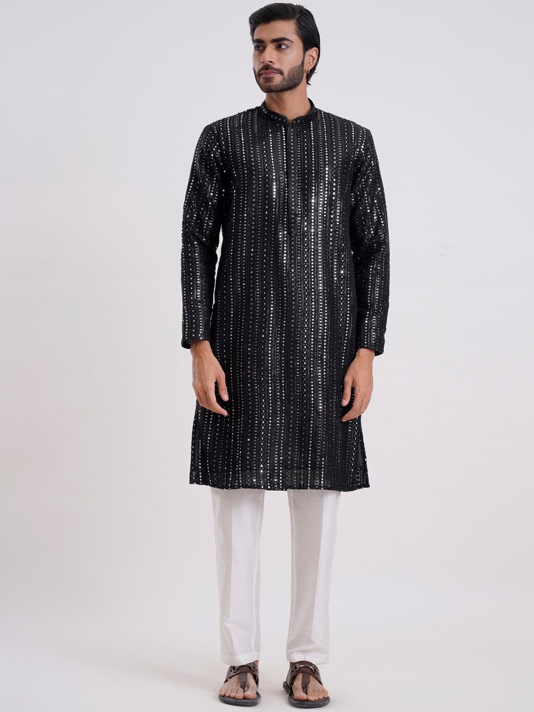 

KALPRAAG Sequinned Kurta With Trousers, Black