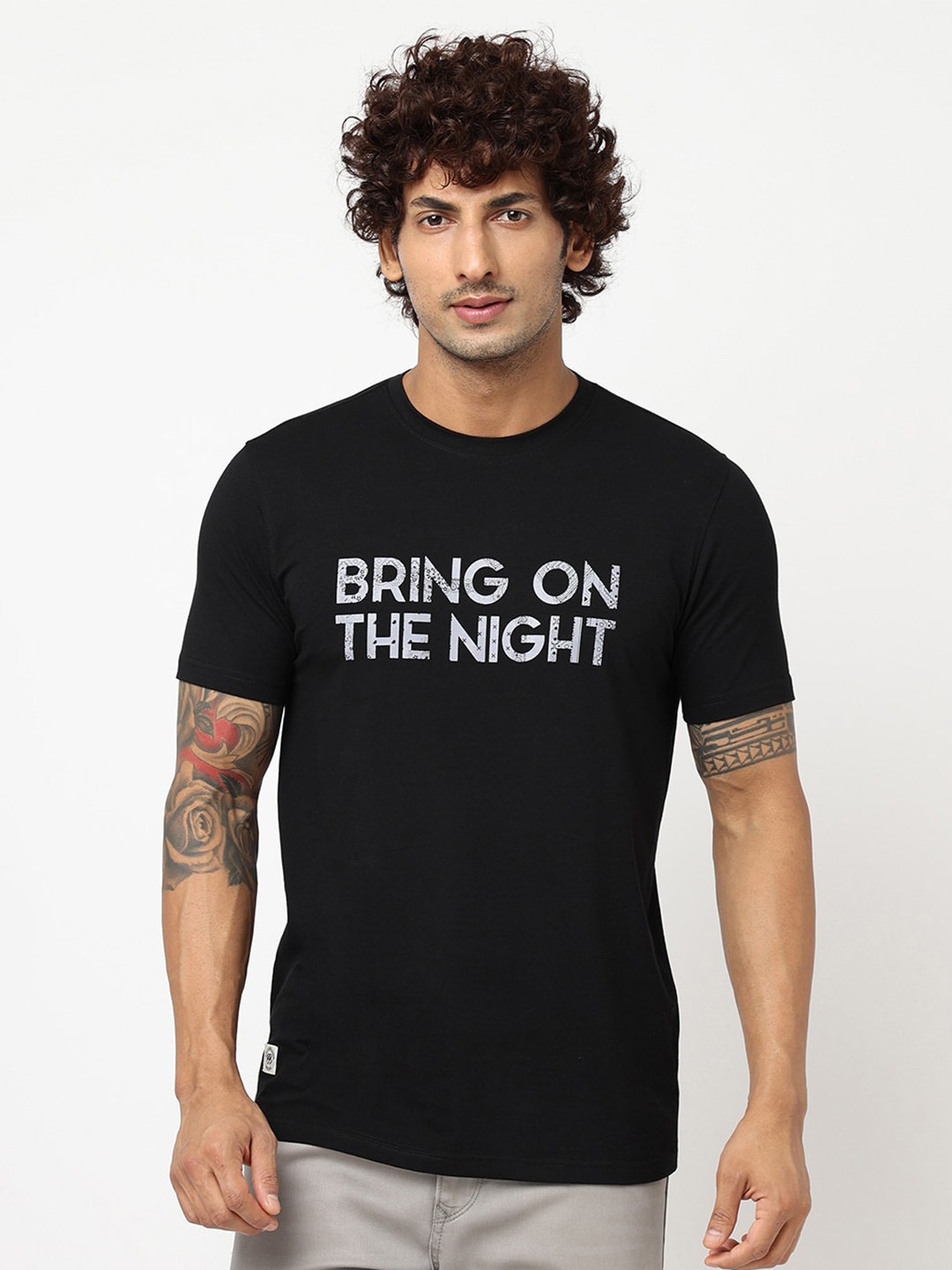 

Blue Buddha Typography Printed T-shirt, Black
