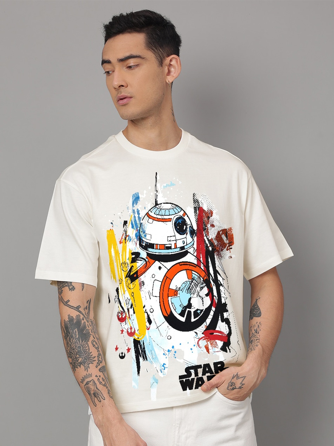 

Free Authority Star Wars Printed Pure Cotton Oversized fit T-shirt, White