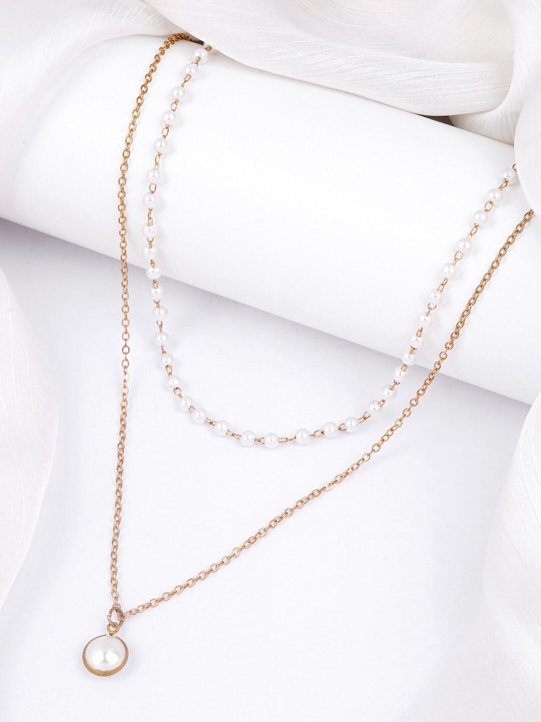

BEWITCHED Gold Plated Pearl Beaded Layered Necklace