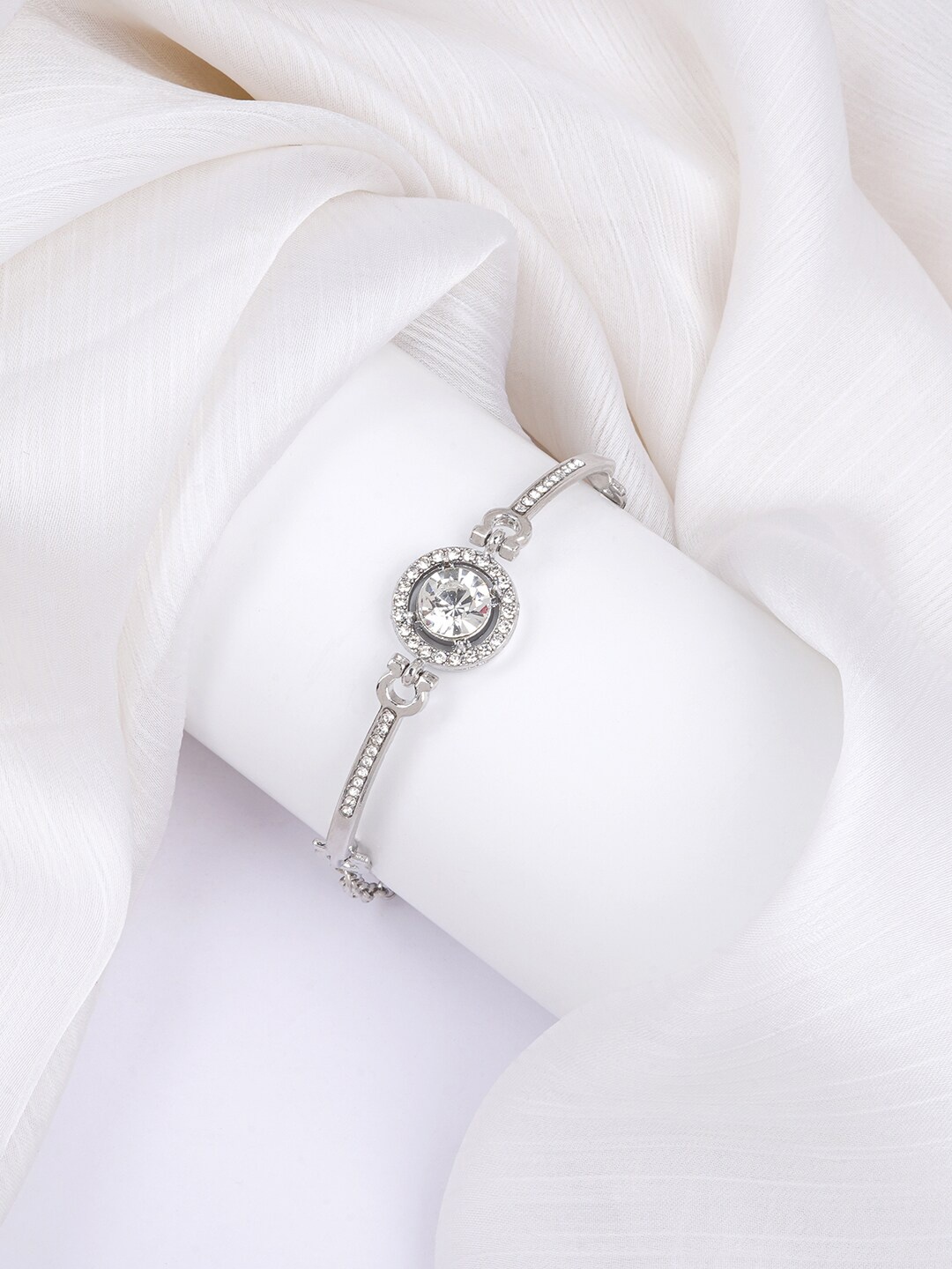 

BEWITCHED Women Silver-Plated Artificial Stone Studded Link Bracelet