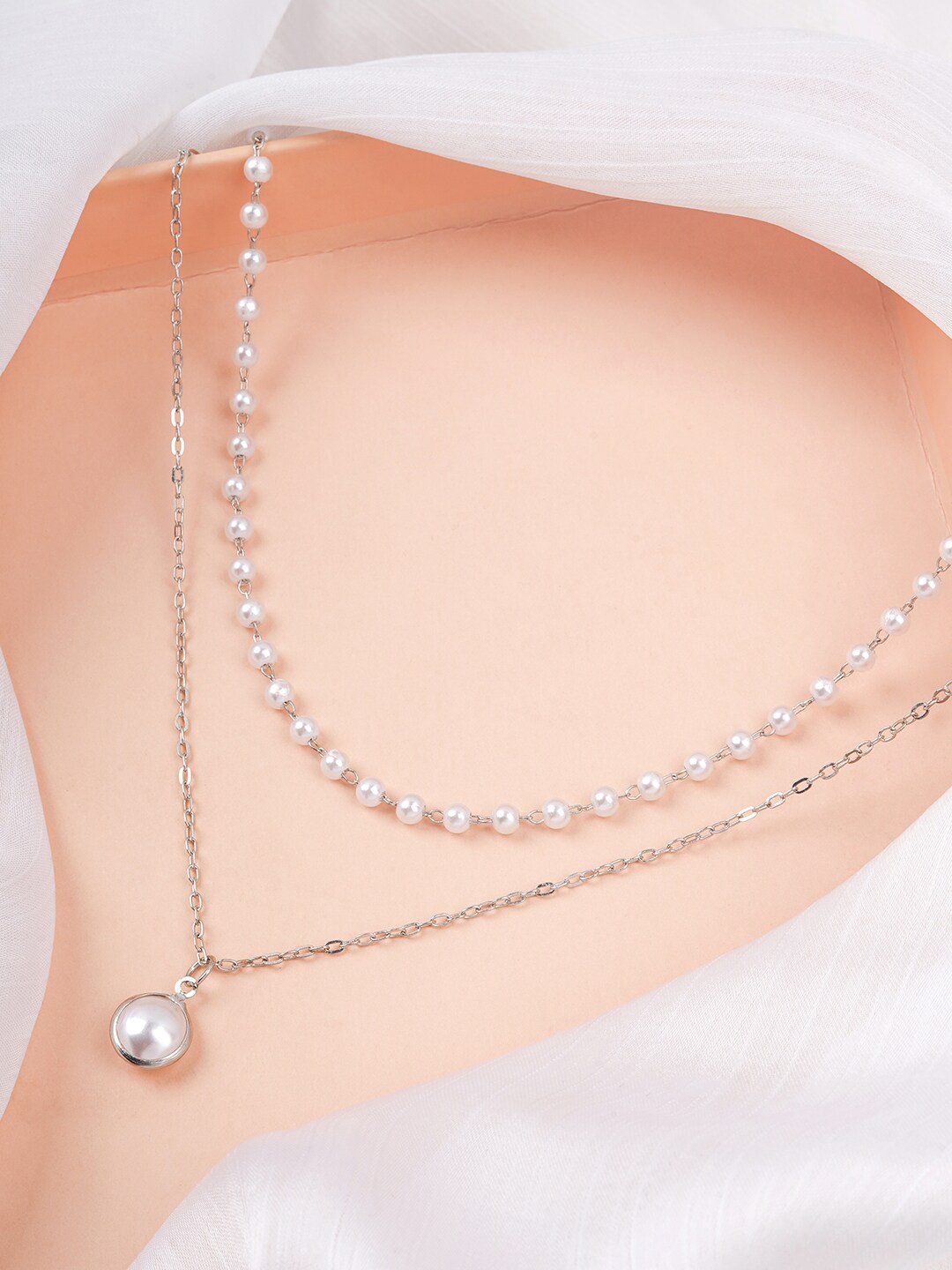

BEWITCHED Artificial Beads Layered Necklace, Silver