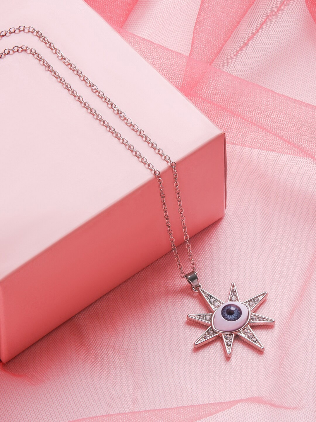 

BEWITCHED Silver-Plated Evil Eye Pendant With Chain