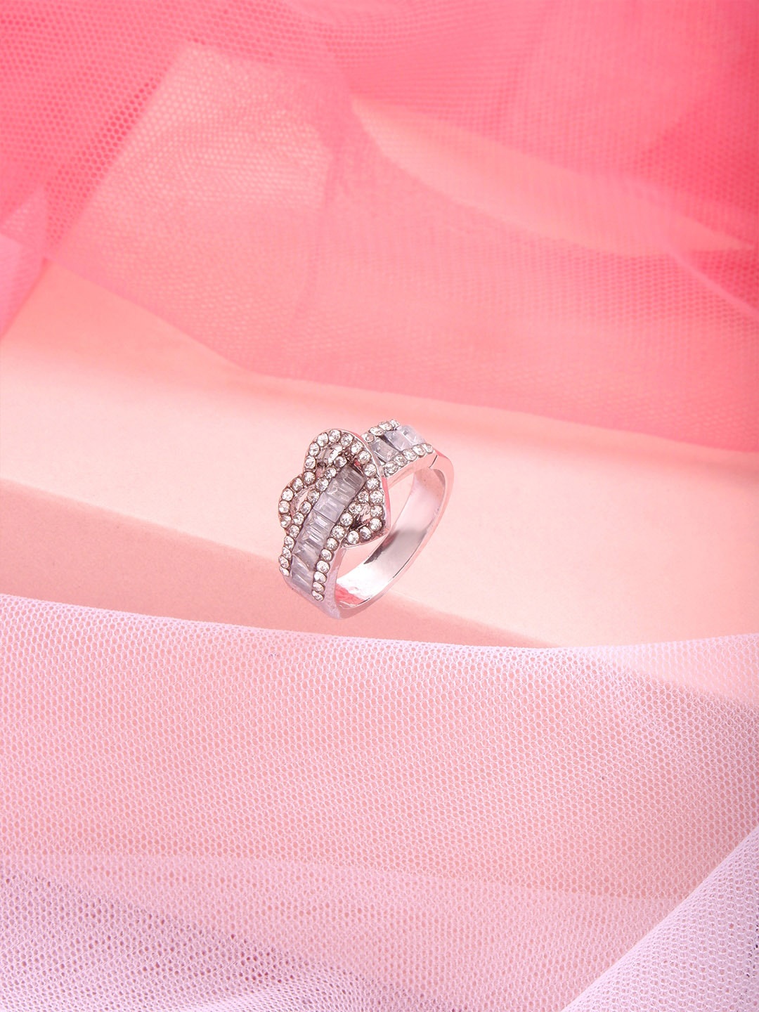 

BEWITCHED Silver-Plated Stone-Studded Finger Ring