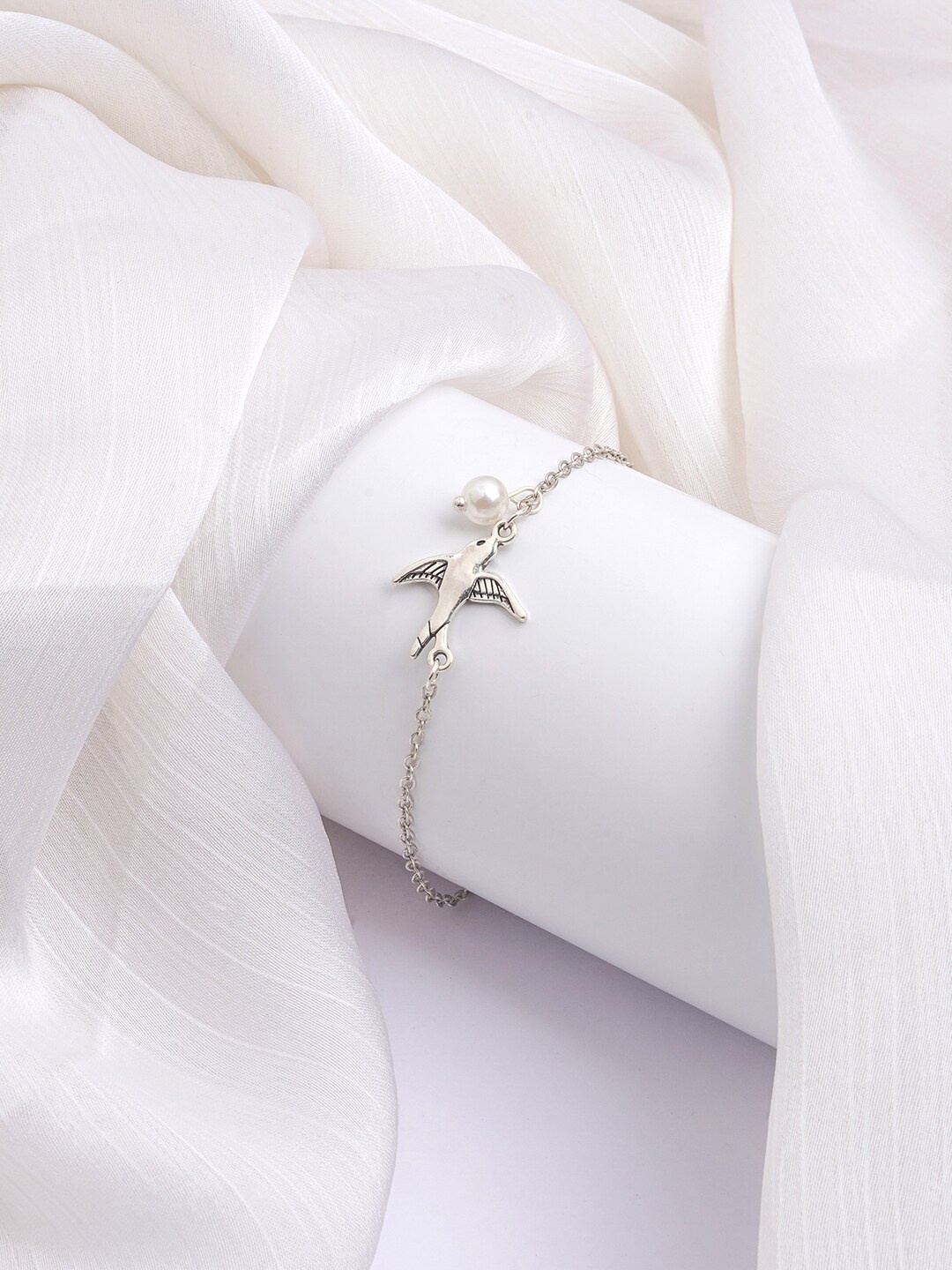 

BEWITCHED Women Silver-Plated Beaded Link Bracelet