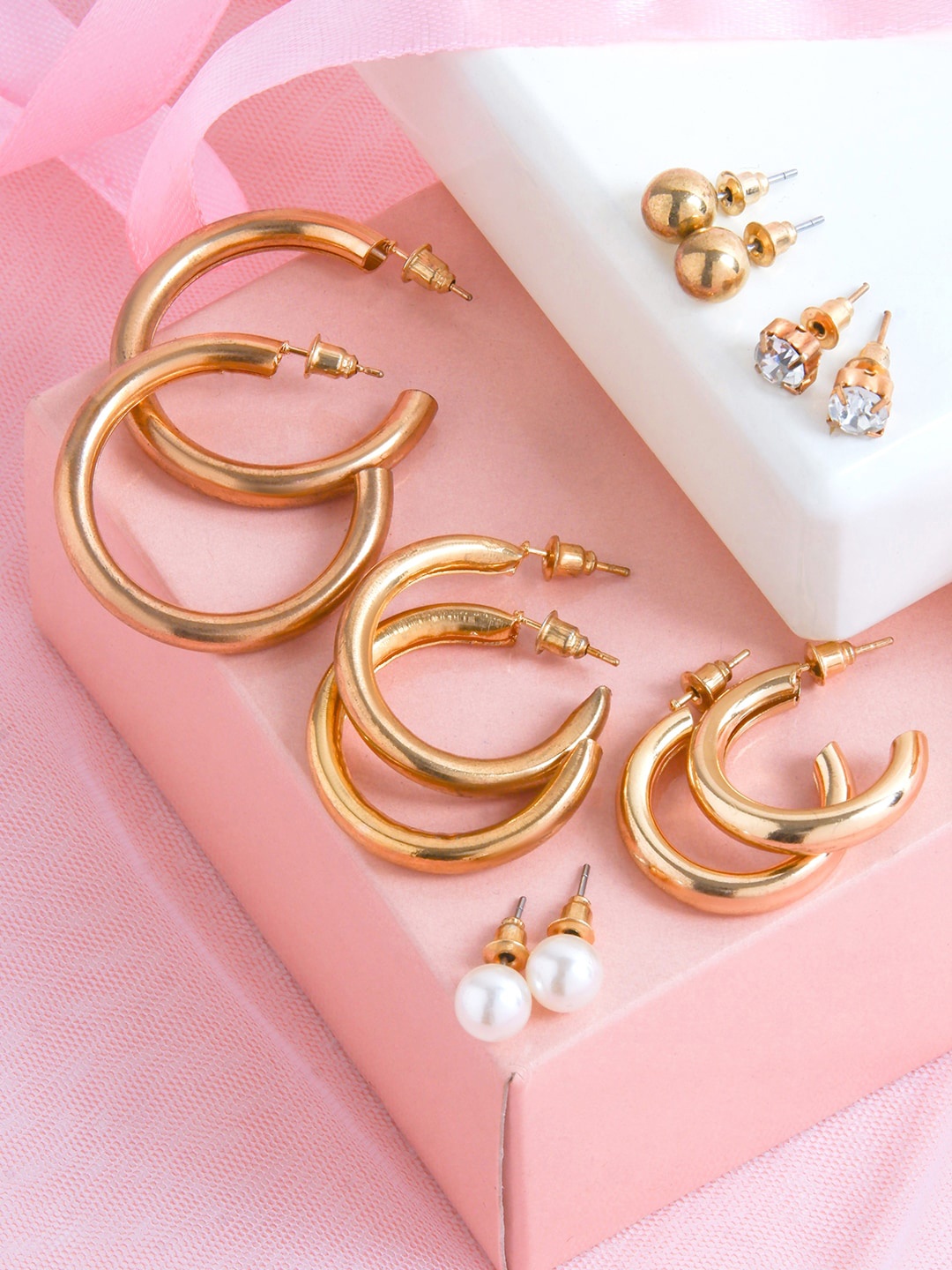 

BEWITCHED Set Of 6 Gold-Plated Contemporary Hoop Earrings