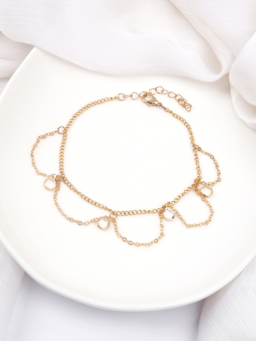 

BEWITCHED Gold-Plated Artificial Stone-Studded Anklet