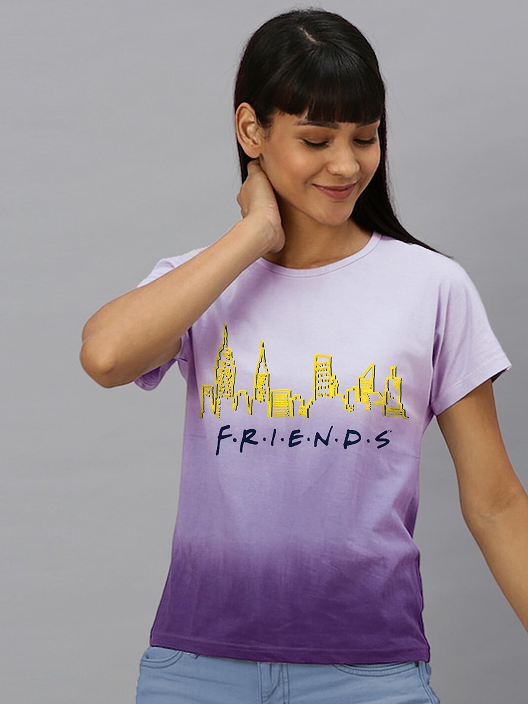 

Free Authority Friends Printed Pure Cotton Relaxed-fit T-shirt, Purple