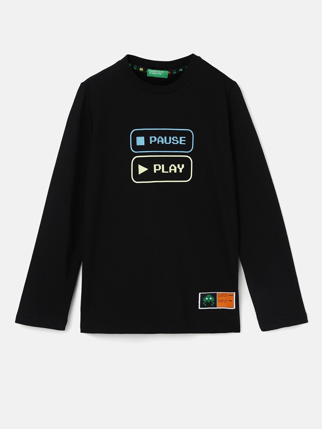 

United Colors of Benetton Boys Typography Printed Regular Fit Cotton T-shirt, Black
