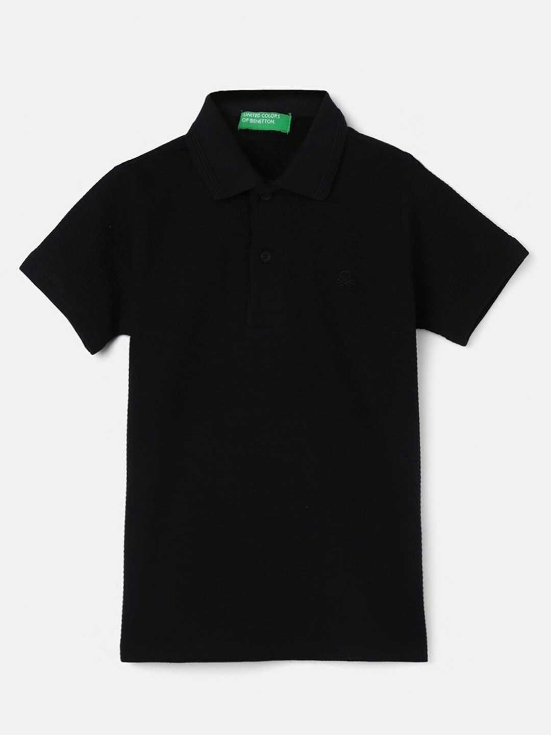 

United Colors of Benetton Boys Polo Collar Cotton T-shirt, Black