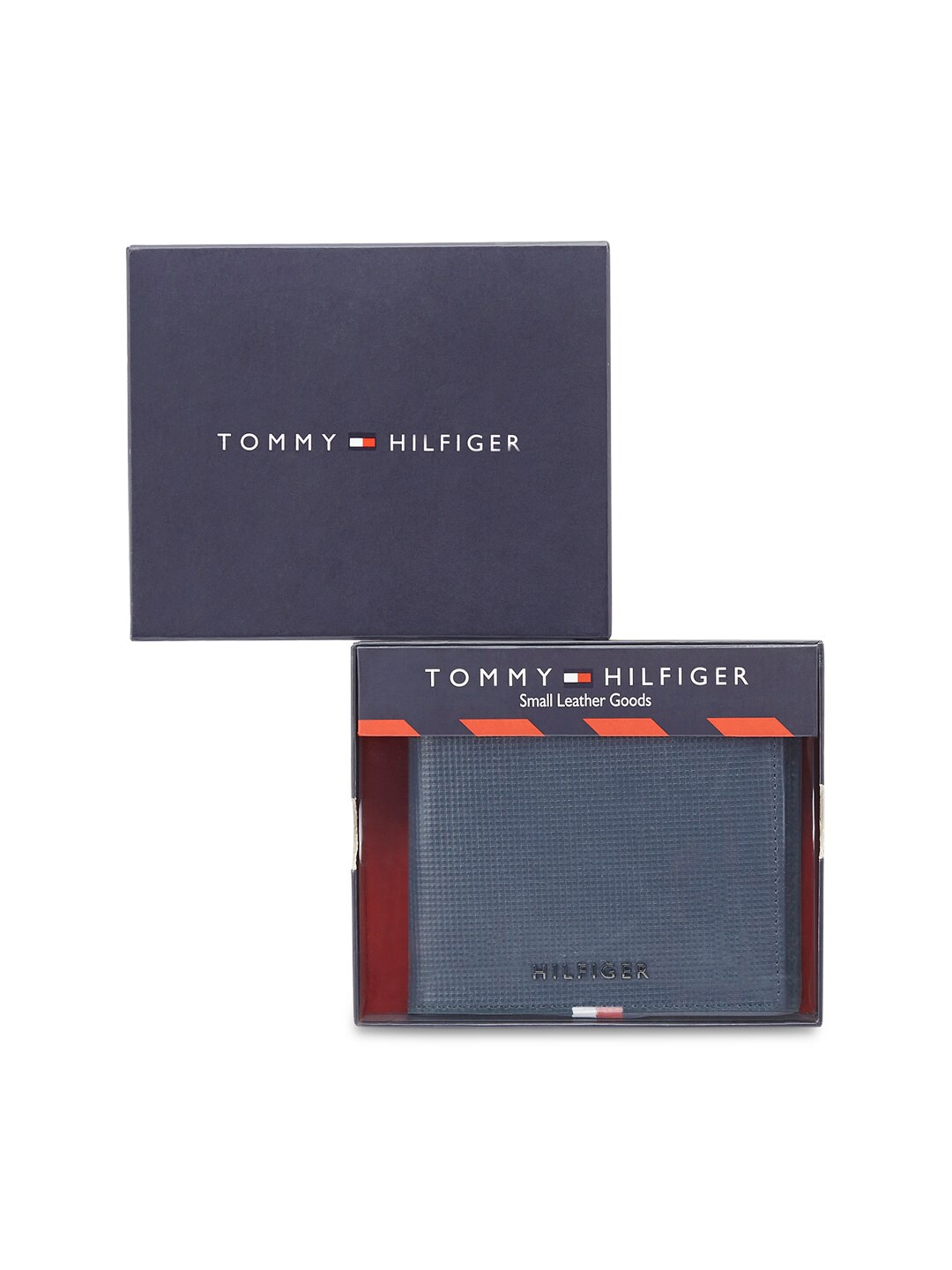 

Tommy Hilfiger Men Textured Leather Two Fold Wallet, Navy blue