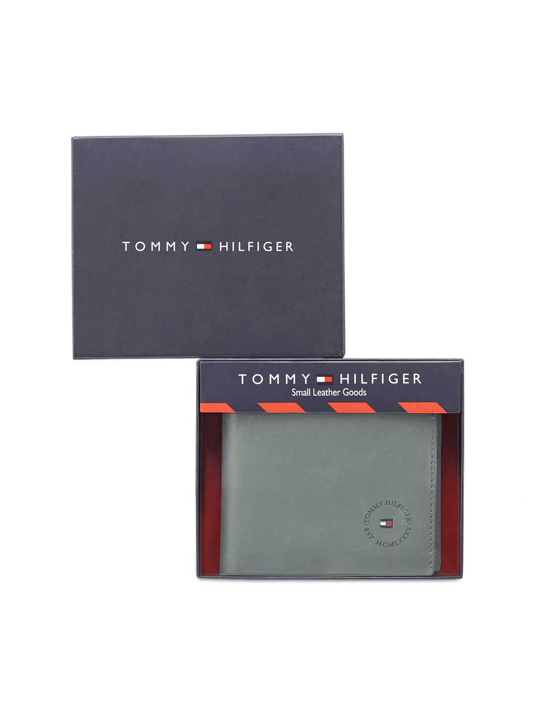 

Tommy Hilfiger Men Textured Leather Two Fold Wallet, Olive