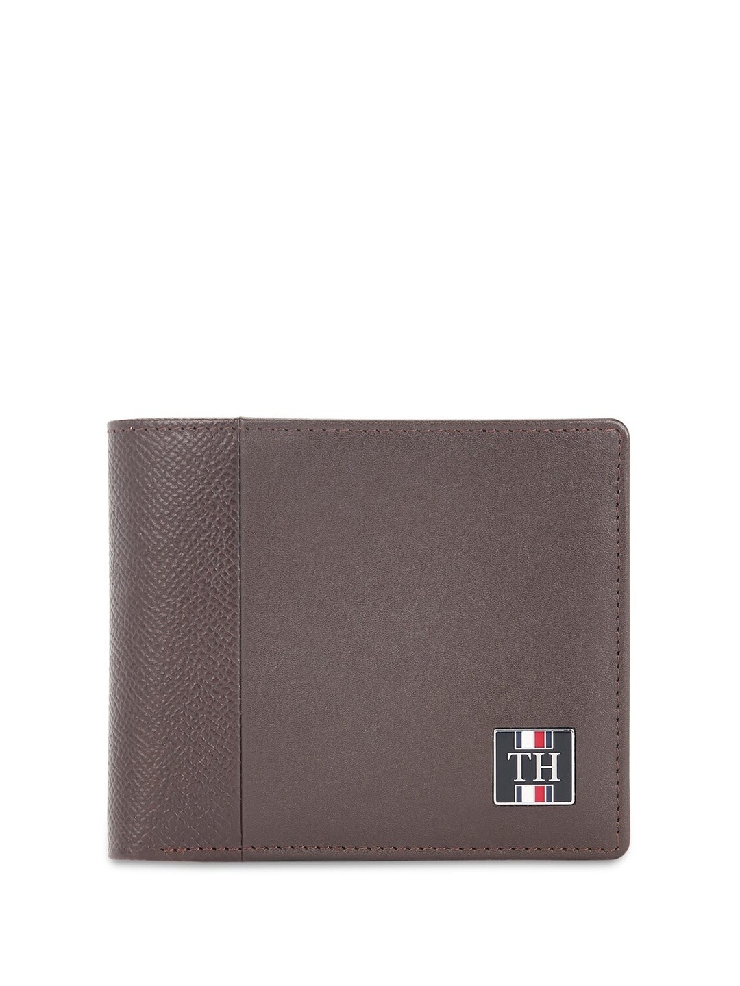 

Tommy Hilfiger Men Textured Leather Two Fold Wallet, Brown