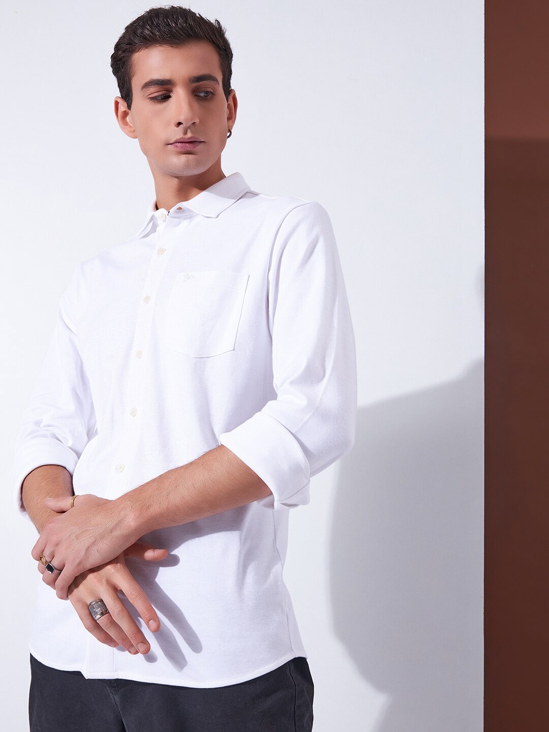 

Markle Moro Spread Collar Opaque Casual Shirt, White