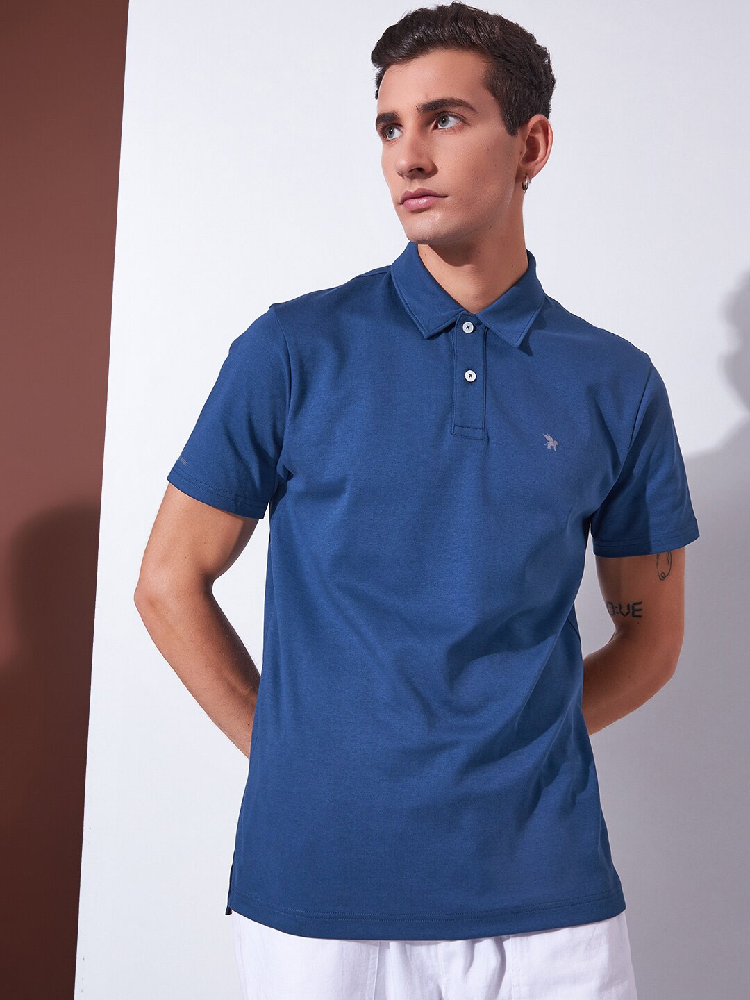 

Markle Moro Men Polo Collar Slim Fit Cotton T-shirt, Navy blue