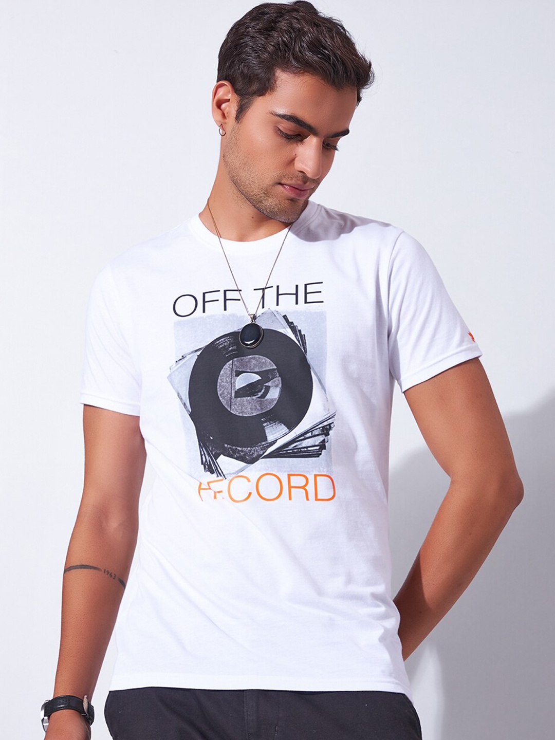 

Markle Moro Graphic Printed Cotton Slim Fit T-shirt, White