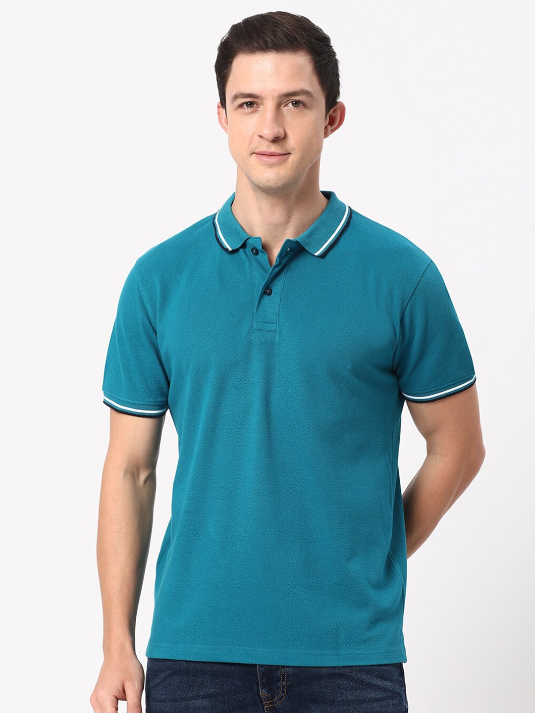 

R&B Polo Collar T-shirt, Blue