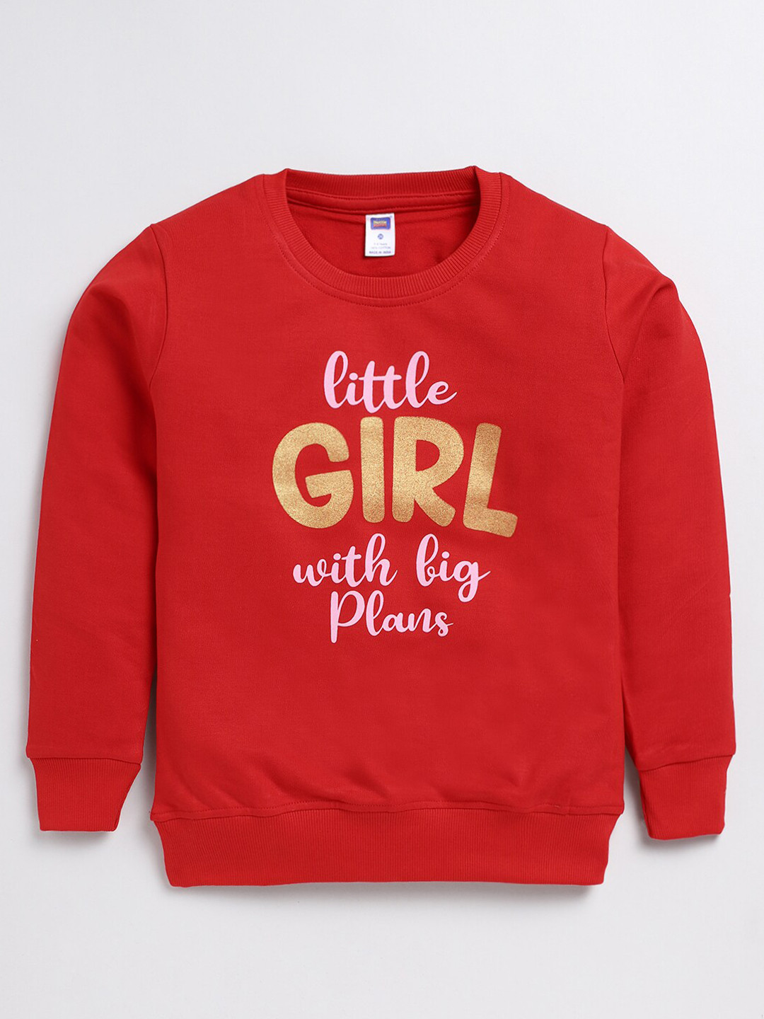 

Nottie Planet Girls Typography Printed Pure Cotton Pullover, Red
