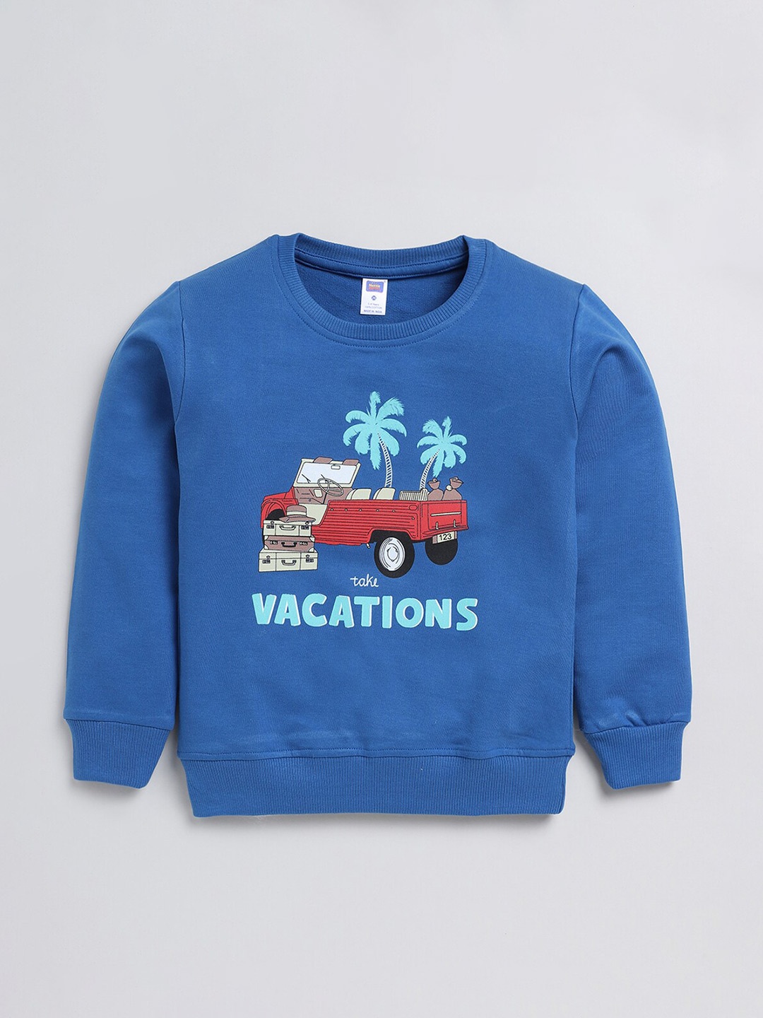 

Nottie Planet Boys Vacation Printed Loopknit Pure Cotton Pullover, Blue