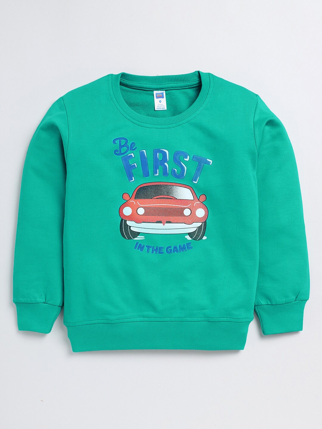

Nottie Planet Boys Car Printed Loopknit Pure Cotton Pullover, Green