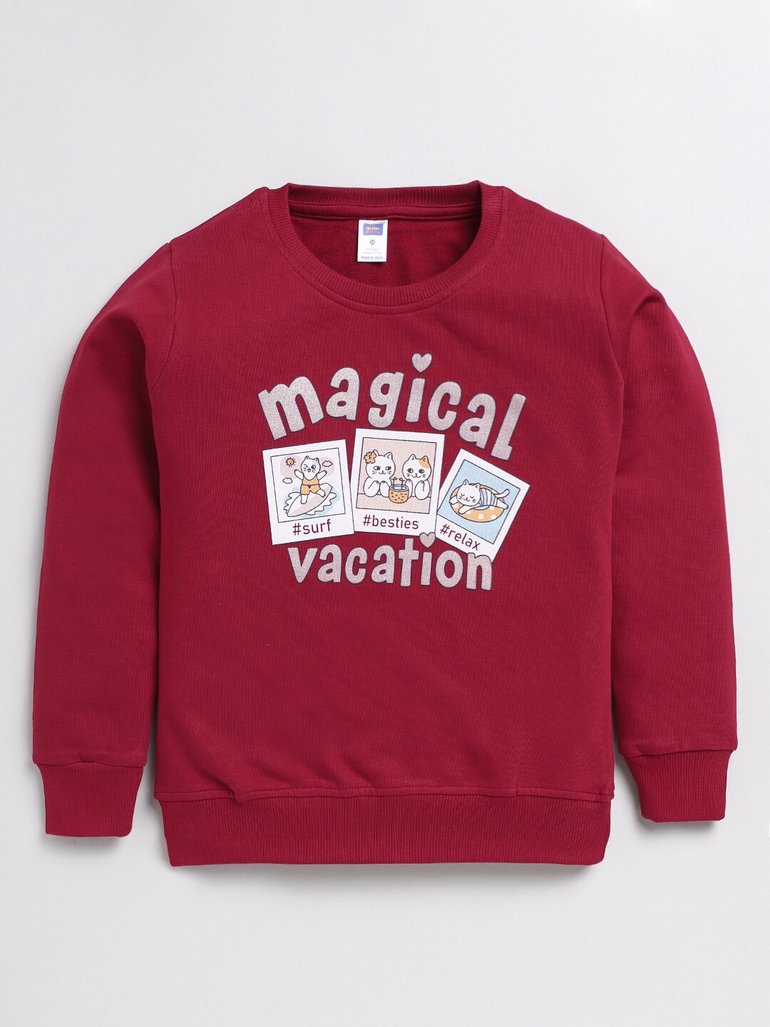 

Nottie Planet Girls Magical Vacation Printed Loopknit Pure Cotton Pullover, Maroon