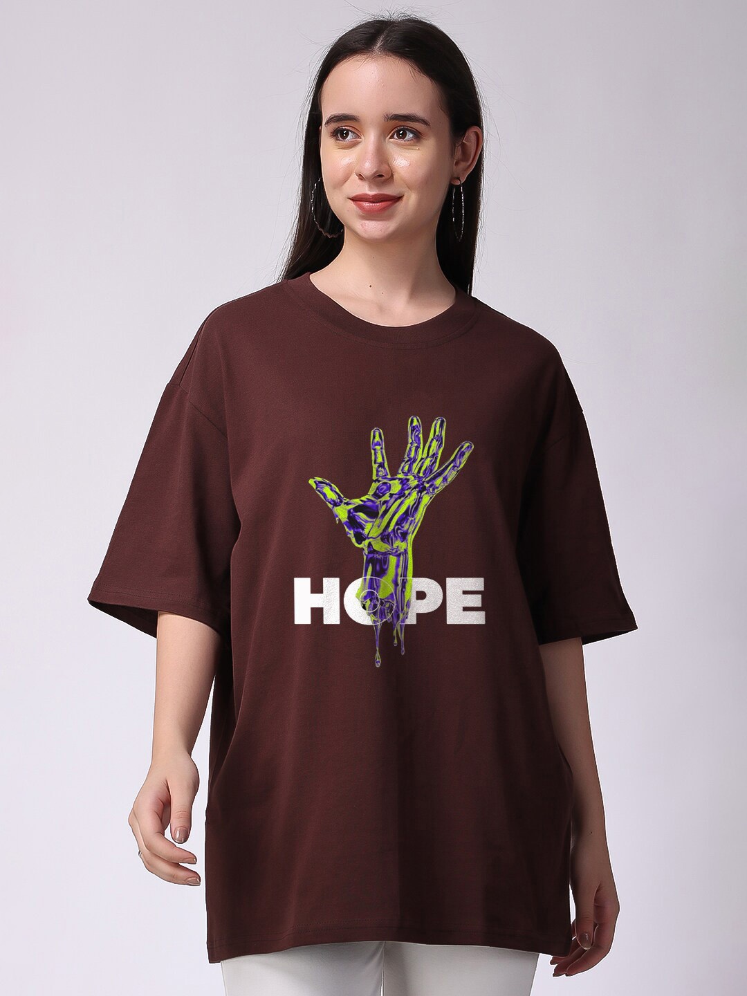 

The Label Bar Graphic Printed Cotton Oversized T-shirt, Brown