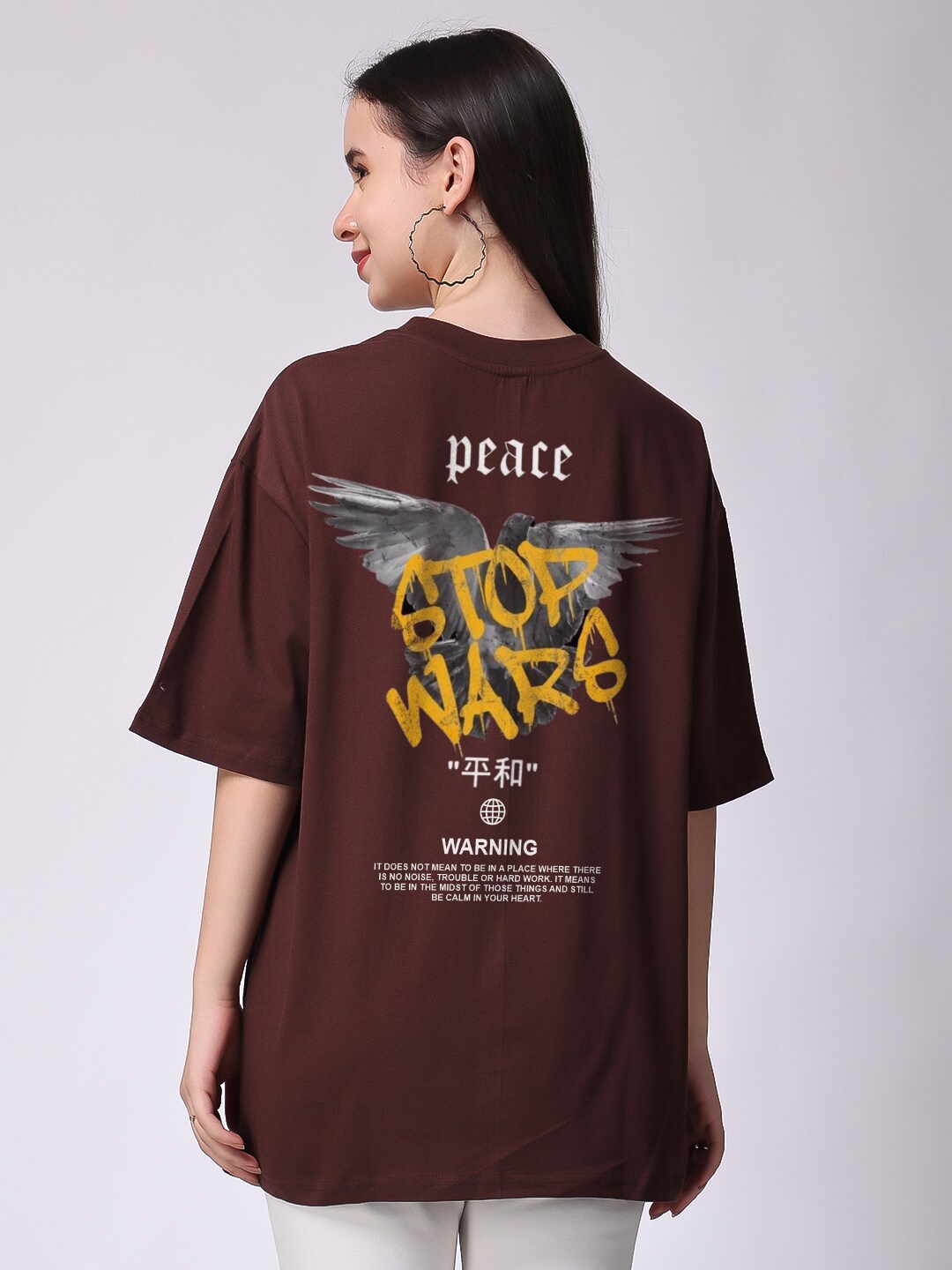 

The Label Bar Graphic Printed Cotton Oversized T-shirt, Brown