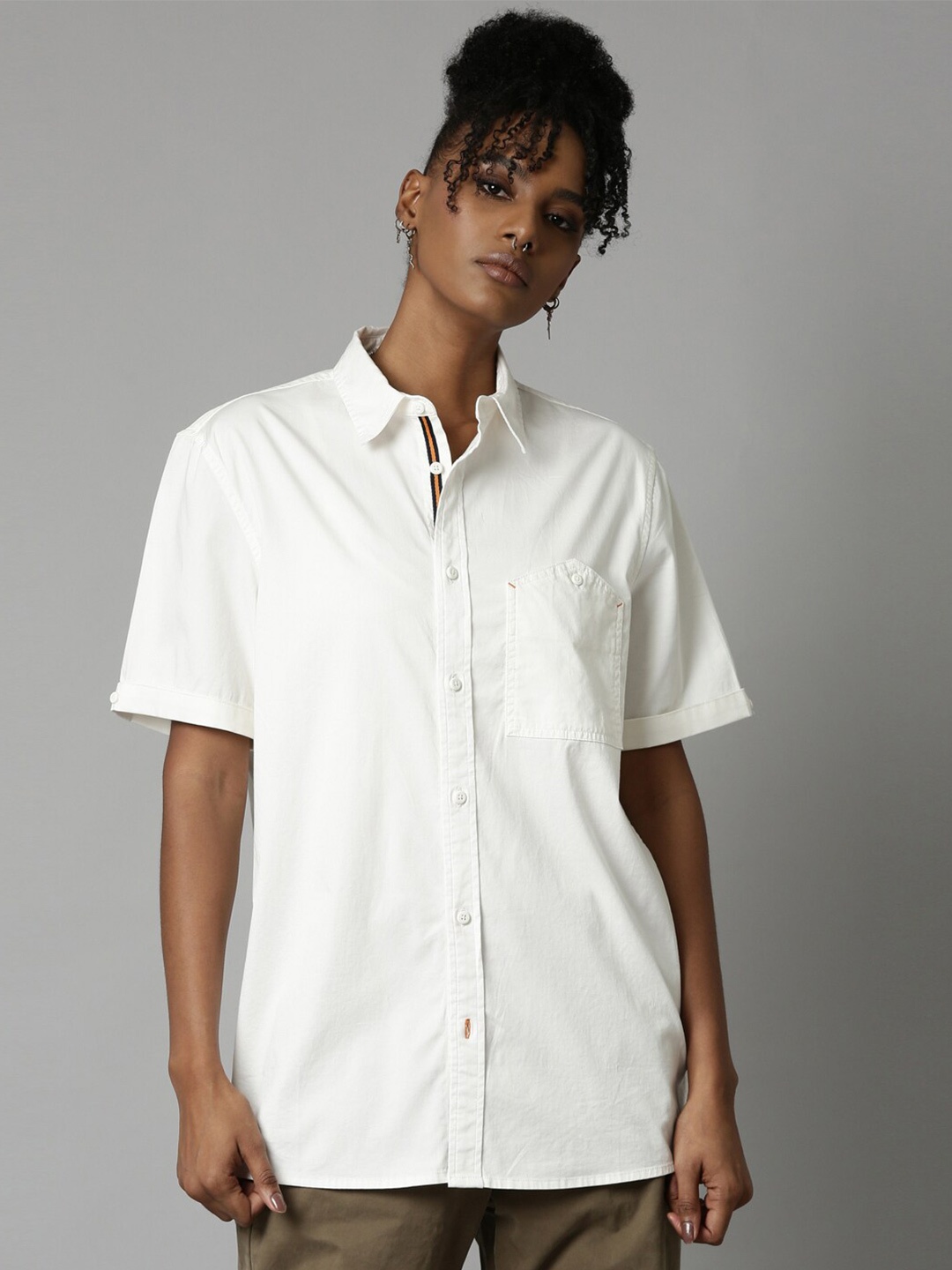 

Breakbounce Classic Opaque Coton Casual Shirt, Off white