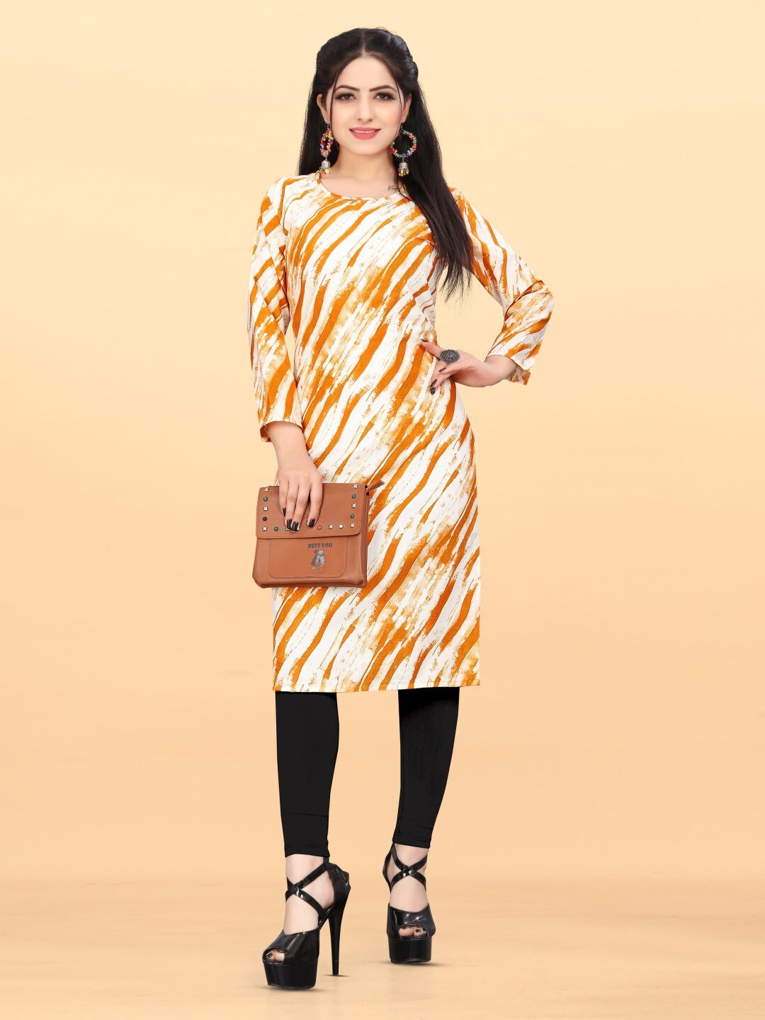 

TITANIUM SILK INDUSTRIES PVT. LTD. Abstract Printed Straight Kurta, Orange
