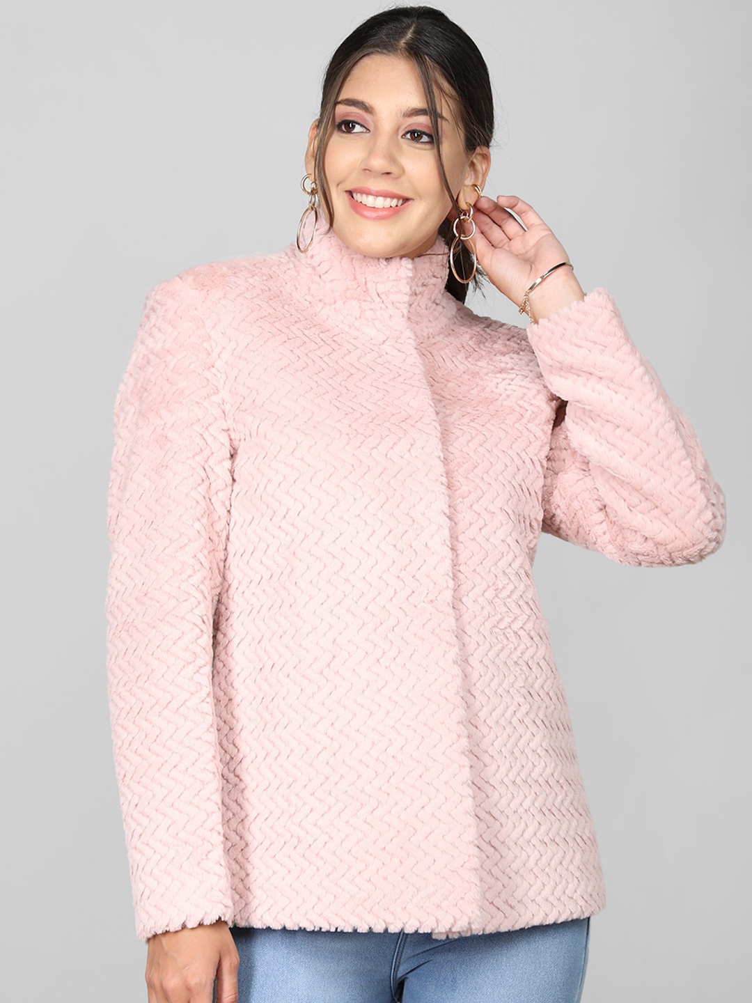 

PROTEX Self Design Wool Overcoat, Pink