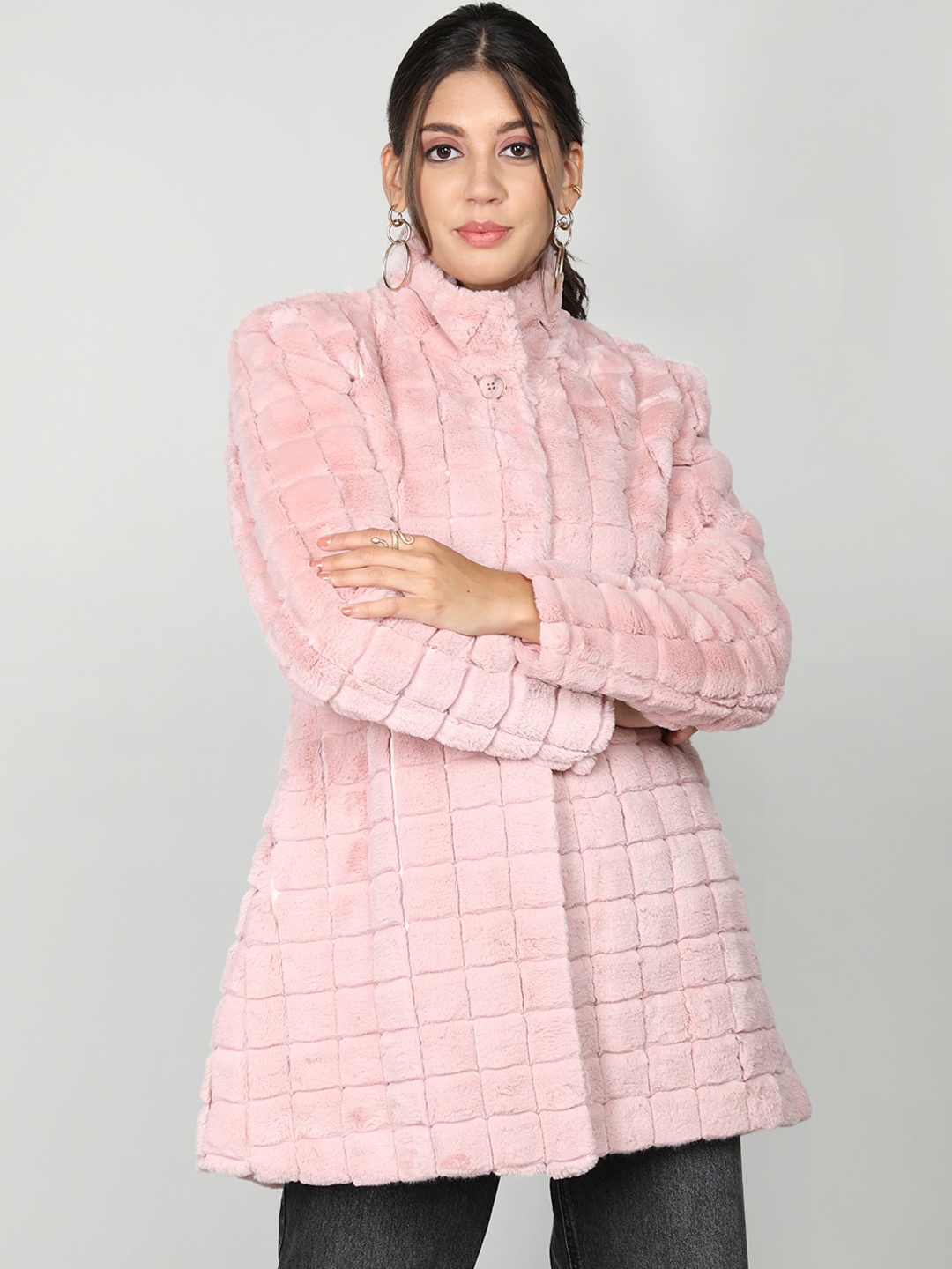 

PROTEX Self Design Wool Overcoat, Peach