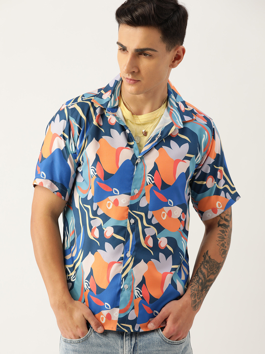 

Kook N Keech Men Relaxed Opaque Printed Casual Shirt, Blue