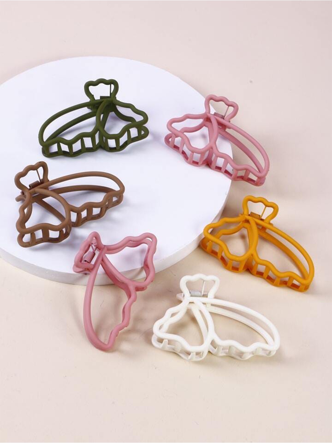 FIMBUL Matte Butterfly Shaped Set of 6 Claw Clip, Pink