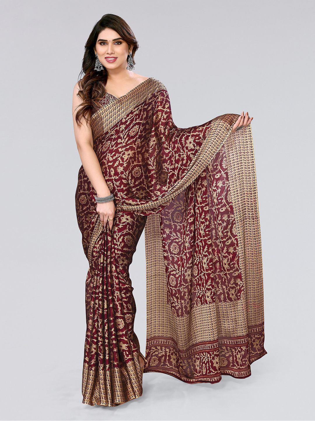 

KALINI Floral Printed Saree, Purple