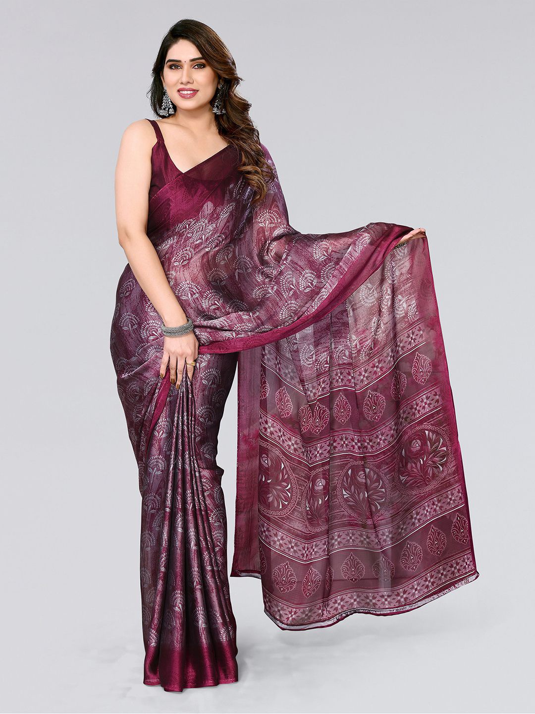 

KALINI Ethnic Motif Printed Saree, Maroon