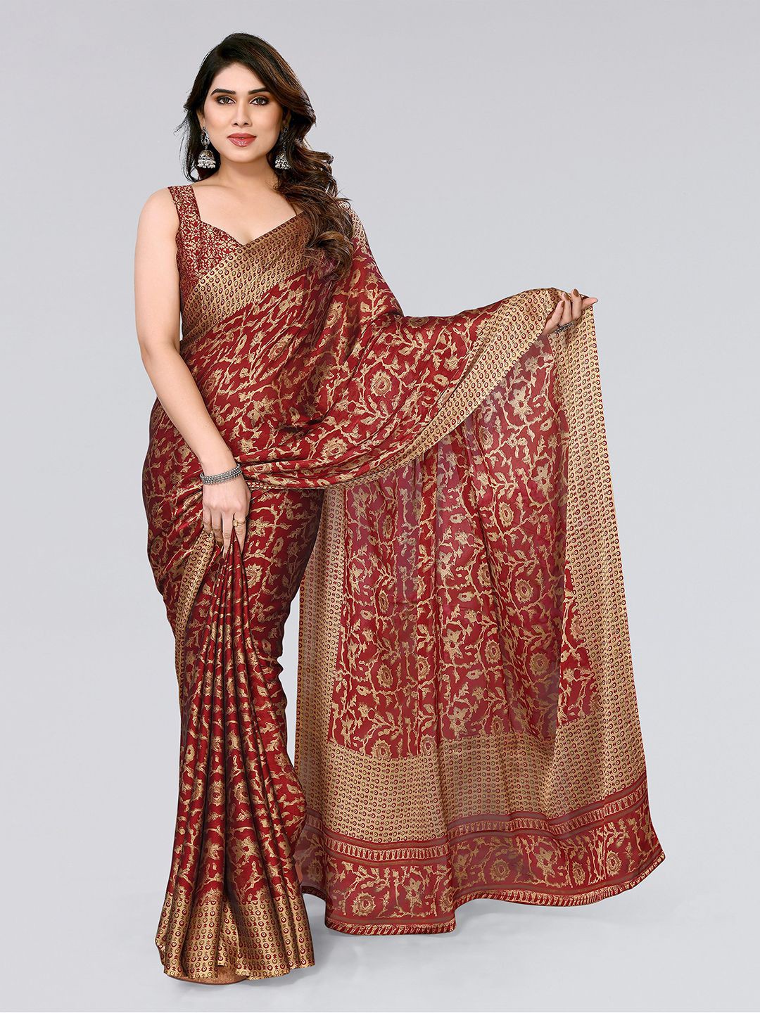 

KALINI Ethnic Motif Printed Saree, Maroon