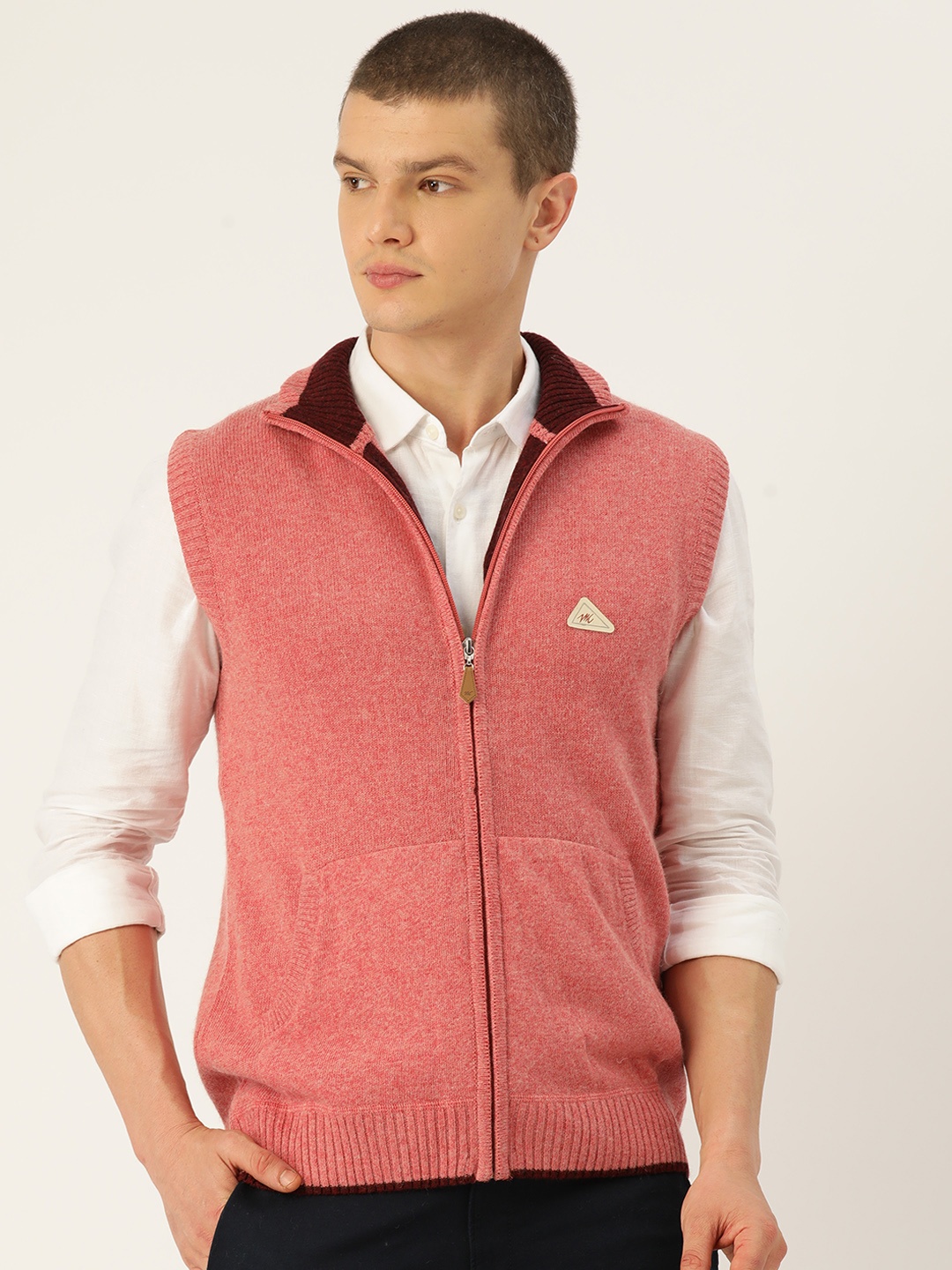 

Monte Carlo Mock Collar Sleeveless Cardigan, Pink