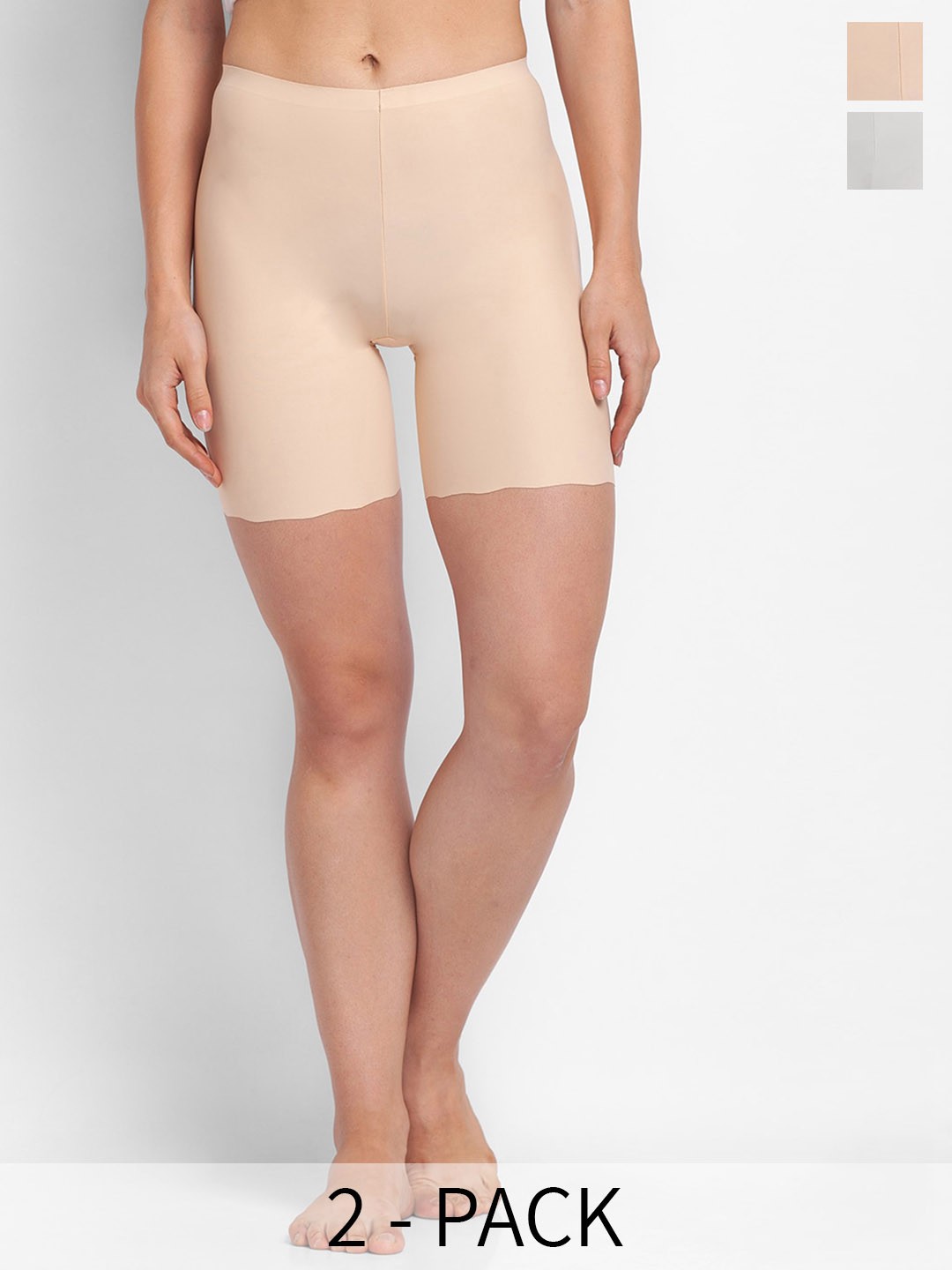 

FashionRack Pack Of 2 Seamless Boy Shorts Briefs, Beige