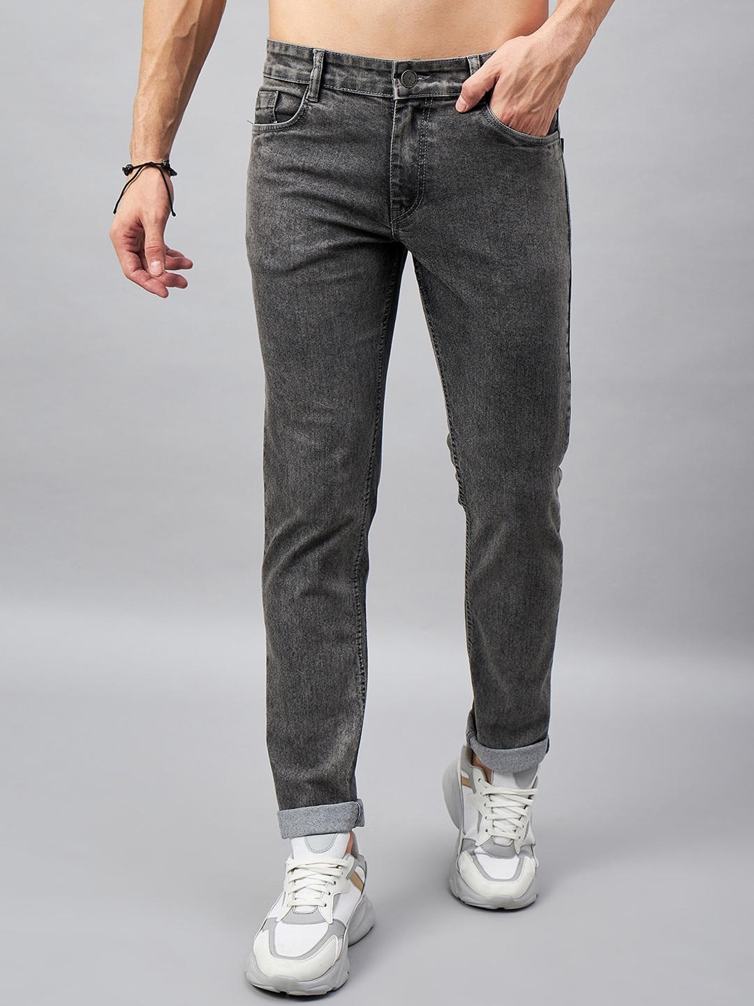 

STUDIO NEXX Men Tapered Fit Stretchable Cotton Jeans, Grey