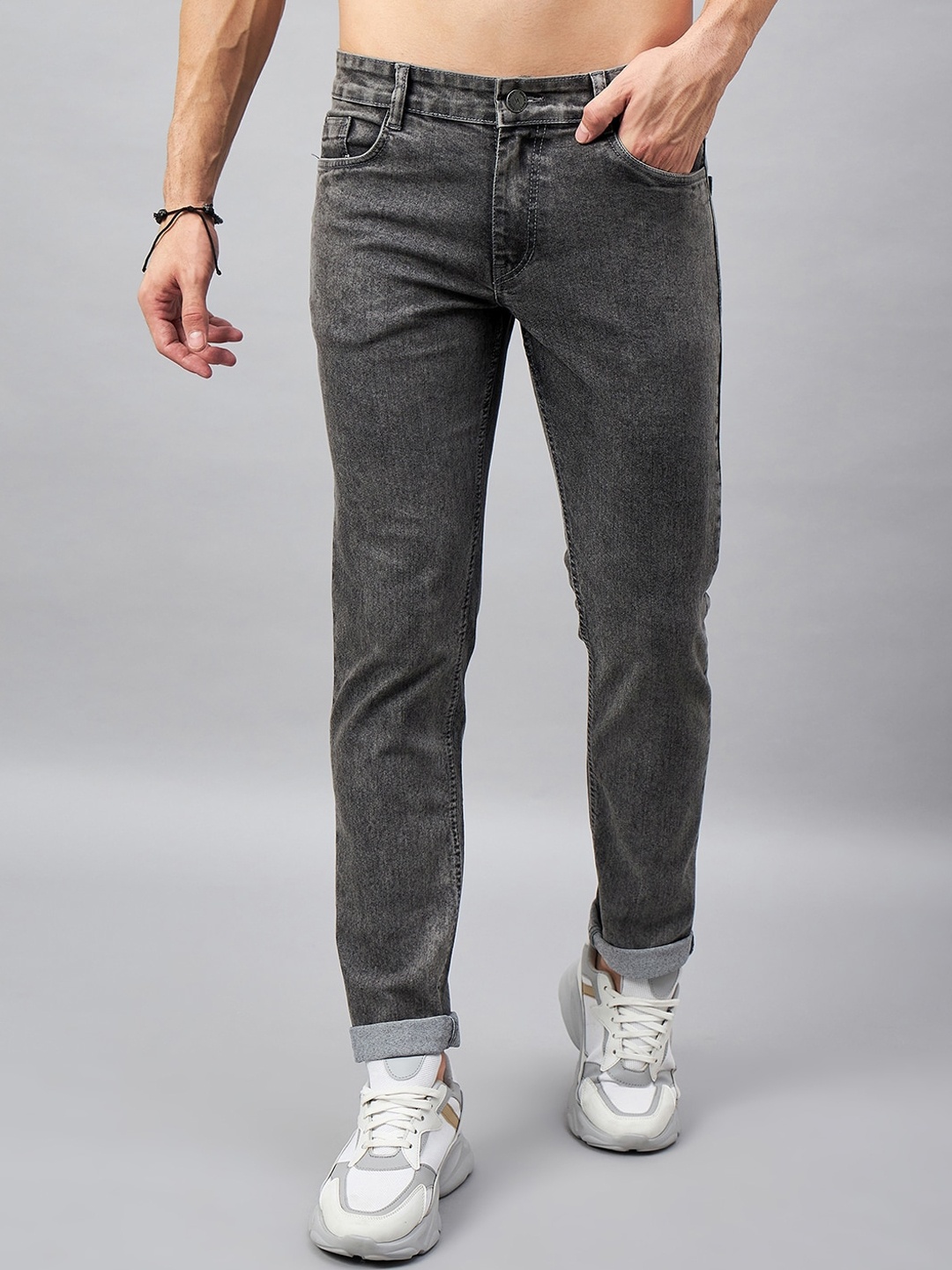 

STUDIO NEXX Men Tapered Fit Stretchable Cotton Jeans, Grey