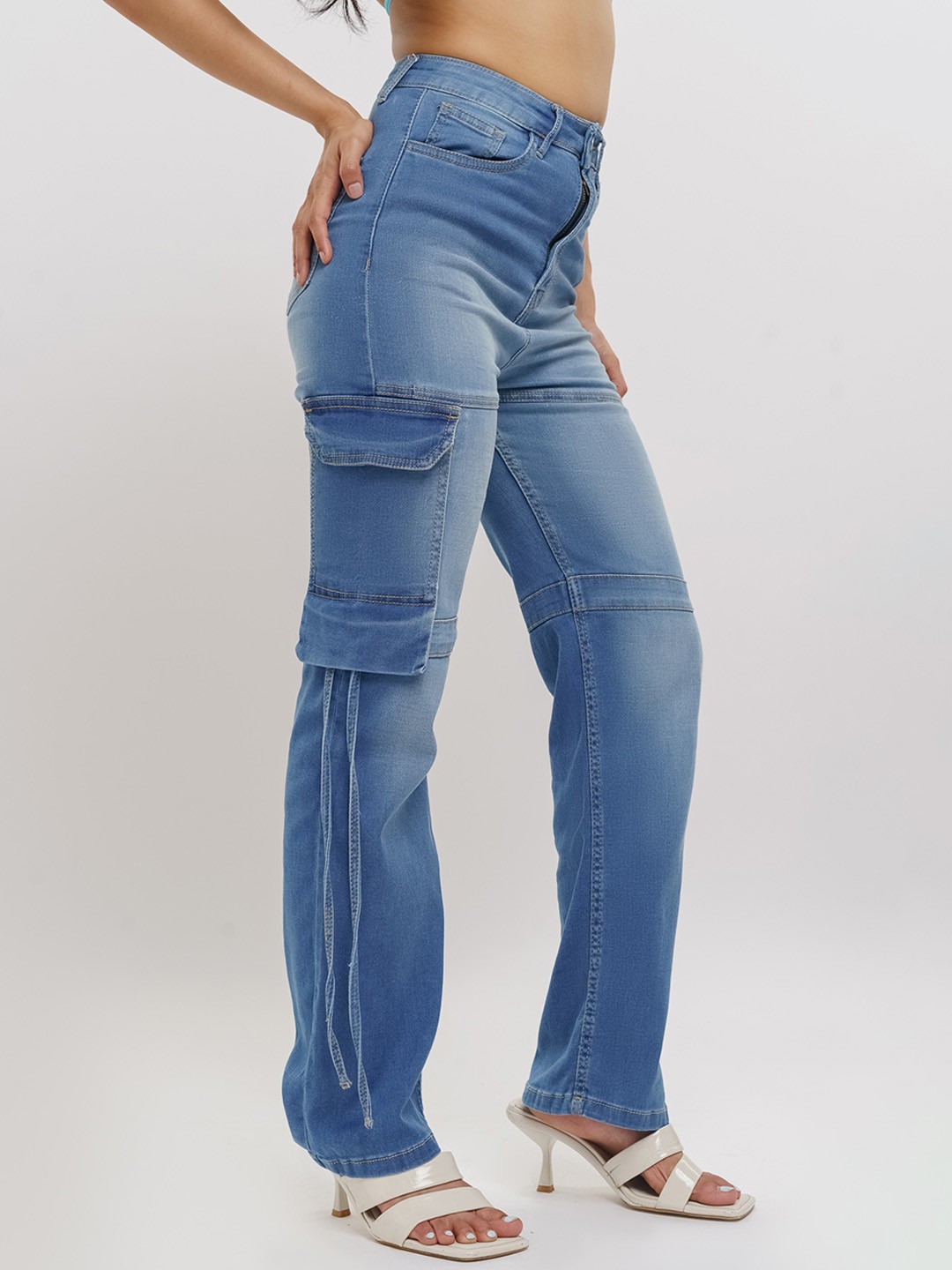 

FREAKINS Women Straight Fit High-Rise Light Fade Jeans, Blue