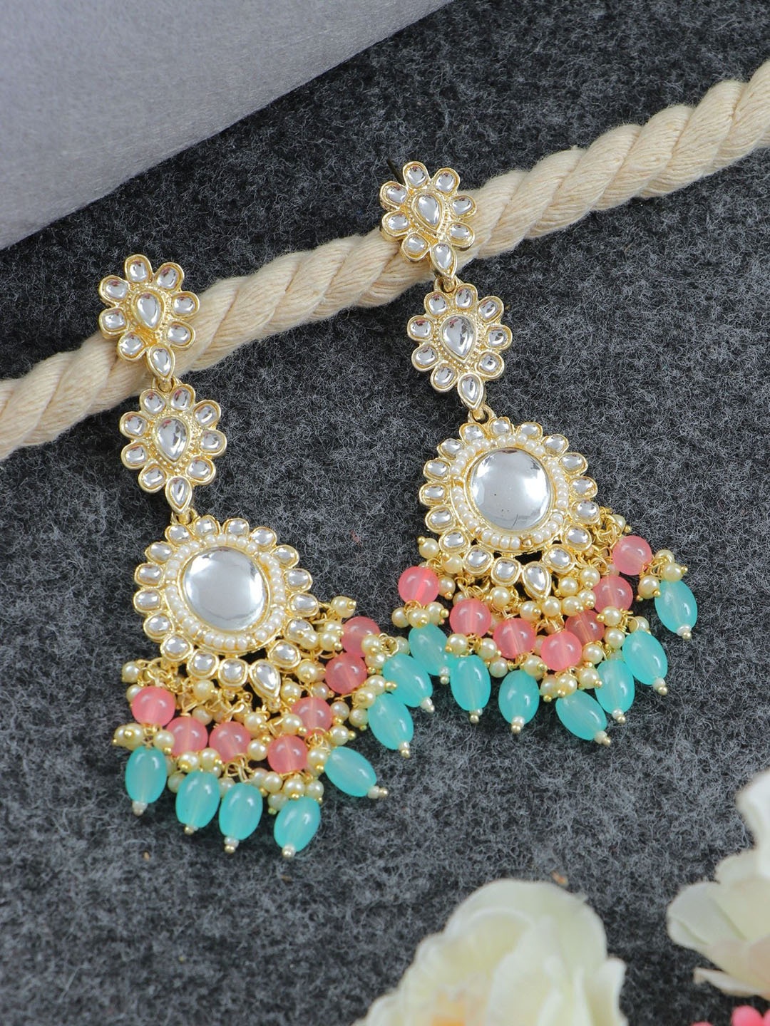 

Crunchy Fashion Gold-Plated Crescent Shaped Chandbalis