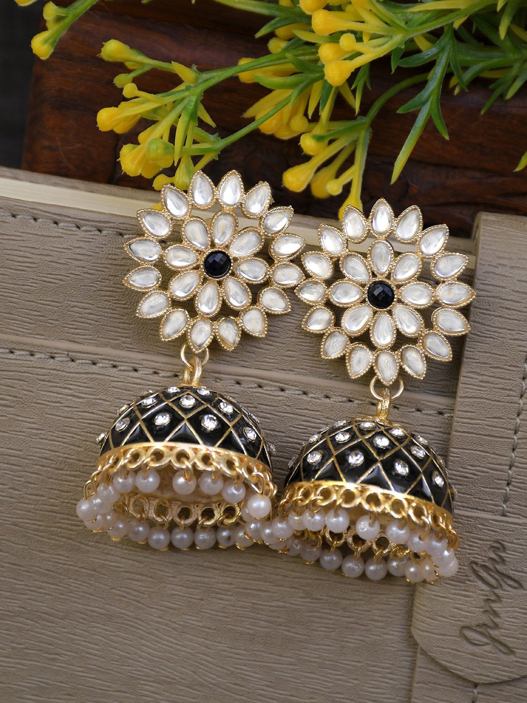 

Crunchy Fashion Gold Plated Dome Shaped Jhumkas
