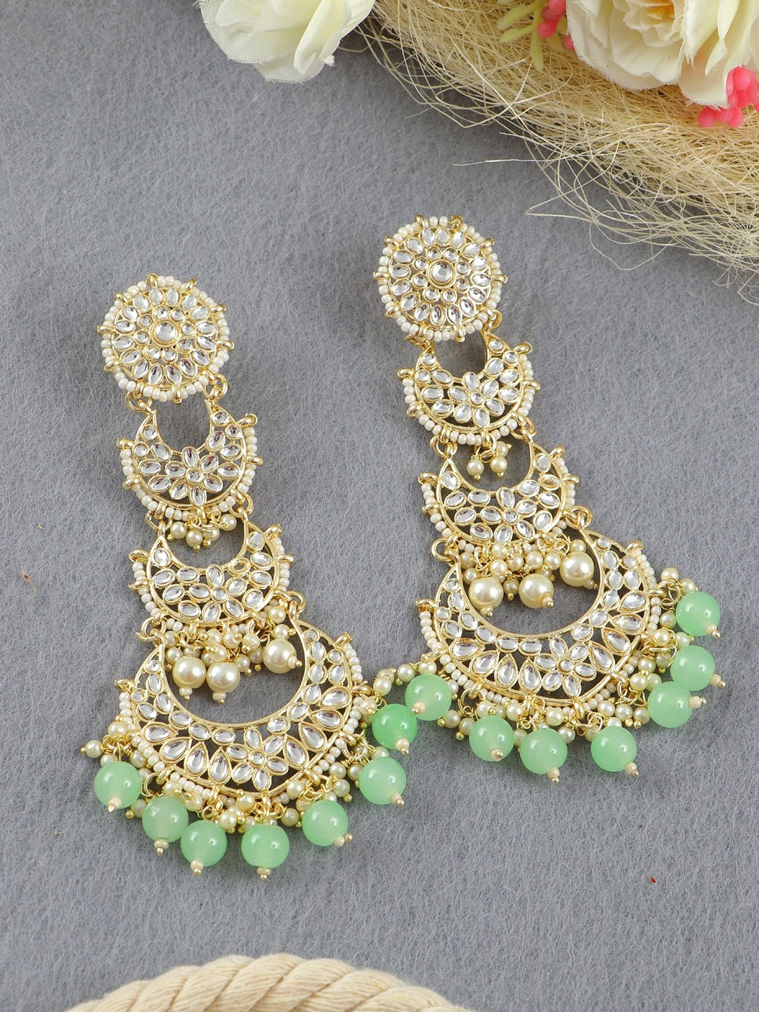 

Crunchy Fashion Gold Plated Cresent Shaped Chandbalis
